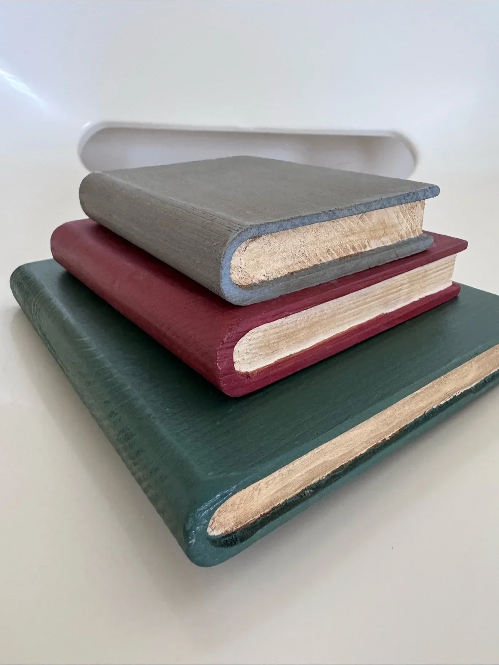Set of 3 Small Wood Faux Books Dark Academia Cottagecore Library Shelf Decor